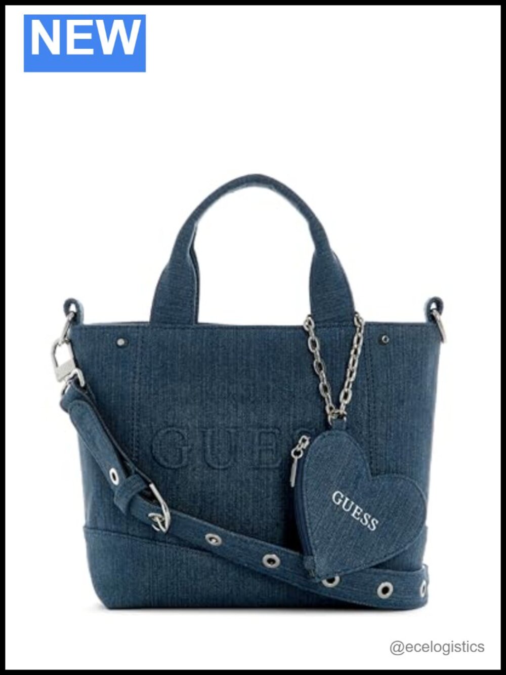 GUESS Sasha Mini Tote Denim Satchel Crossbody